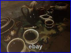Pfaltzgraff Gourmet Brown Drip Glaze Stoneware 53 piece set