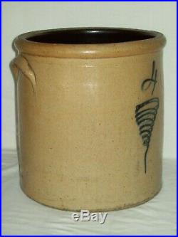 Primitive 1800's #4 Bee Sting Stoneware Crock / Early 4 Gallon Antique Red Wing