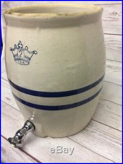 Primitive Antique 2 gallon Kings Crown Stoneware Water Dispenser Crock