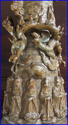 Primitive Large Stoneware Tomb- a Song funeral vase with figures