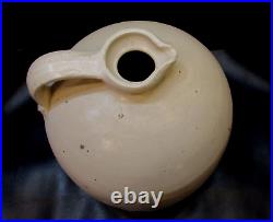 Primitive Old 1870's Large 2 gal Antique Spun Pottery Stoneware Crock Jug Spout