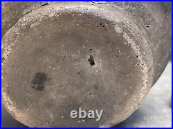 Primitive Unglazed Pit-Fired Pottery Stoneware Footed Vessel/Urn WithLid