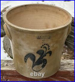 RARE Antique Cobalt 3 Gal Stoneware Flower Pot Planter AK BALLARD Burlington VT