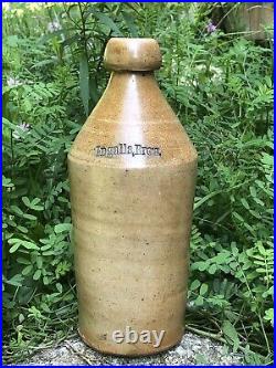 RARE Antique INGALLS BROS Salt Glazed Stoneware Beer Bottle Portland Maine