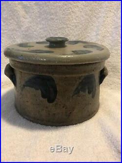 RARE Antique John Bell Pa. Blue Decorated Stoneware Pottery Signed
