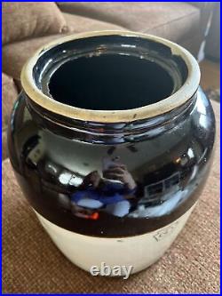 RARE Antique Pfaltzgraff 4 Gallon Canning Crock Brown & Ran Glazed Stoneware