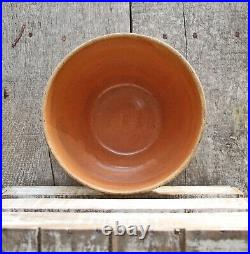 RARE Antique Pumpkin Glaze Diamond / Heart Pattern USA 200 Stoneware Mixing Bowl