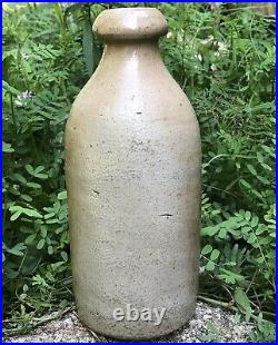 RARE Antique Salt Glazed W. E. JONES Stoneware Soda Bottle Pottery Providence RI