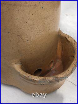 RARE Antique Stoneware Poultry Chicken Water Feeder Jug Pottery Primitive