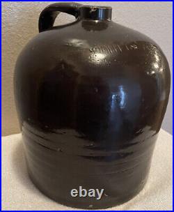 RARE WOLFE LONDONER American Stoneware Antique Whiskey Pottery Handled Jug