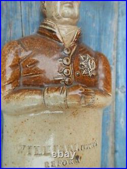 Rare 1832 Belper & Denby Stoneware Figural Flask Wm. IVth Reform Cordial 7 1/2