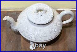 Rare 18th Century Salt Glaze Stoneware Footed Teapot, England, c. 1740