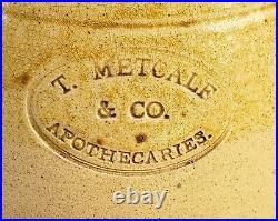 Rare AMERICAN 19th C. T. METCALF Apothecary BOSTON MA Stoneware INHALER Crock