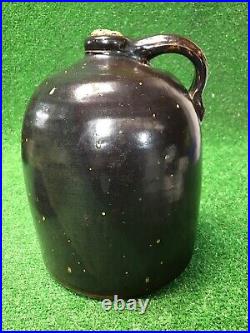 Rare ANTIQUE VTg Glazed DRk BROWN STONEWARE 12 JUG Molasses Jar Moonshine