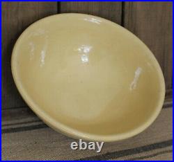 Rare Antique 1800's 11 Inch 5 Band Yellow Ware Pottery Footed Mixing Bowl