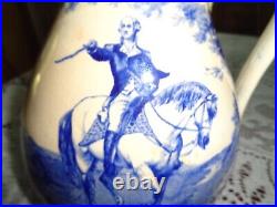 Rare Antique 1907 Buffalo Pottery Blue Transferware George Washington Pitcher