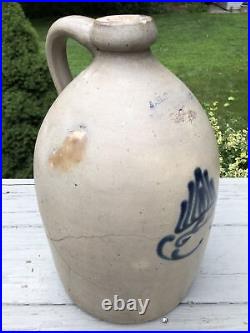 Rare Antique 19th C Stoneware J M PRUDEN ELIZABETH ELIZTOWN NJ Jug Cobalt Blue