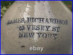Rare Antique 19th C Stoneware James Richardson 53 Vesey NY New York Jug Cobalt