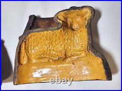 Rare Antique 19th Century Redware Sheep/Lamb Pottery Food Mold Stoneware