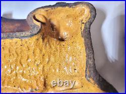 Rare Antique 19th Century Redware Sheep/Lamb Pottery Food Mold Stoneware