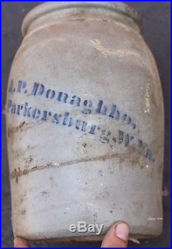 Rare Antique AP Donaghho West Virginia Stoneware Crock Jar Antique Pottery