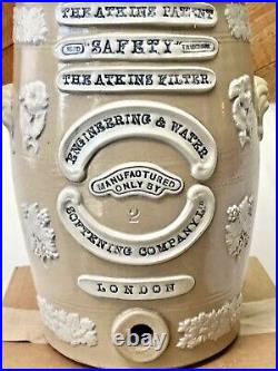 Rare Antique British Victorian Atkins Glazed Stoneware Water Cooler & Cover 1890