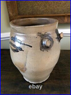 Rare Antique Salt Glaze Decorated Stoneware Stamped J. Remmey Manhattan-Wells