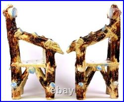 Rare Antique Scottish Pair of Stoneware Pottery Rustic Chairs Circa 1850