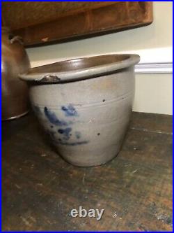 Rare Antique Stoneware Cream Pot Cobalt Decorated George Fulton Alleghany Co