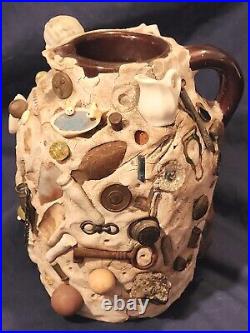Rare Antique Stoneware Victorian Folk Art Memory Pitcher Jug 19th Century Spirit