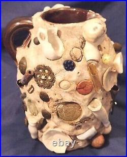 Rare Antique Stoneware Victorian Folk Art Memory Pitcher Jug 19th Century Spirit