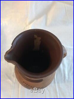 Rare Antique TANWARE DECORATED POTTERY PITCHER, NEW GENEVA, PA, c. 1880s