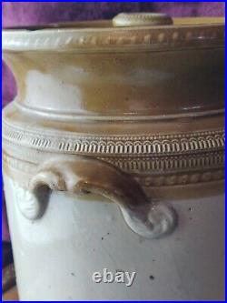 Rare Antique Victorian Scottish Pottery 12 Stoneware Storage Container with Lid