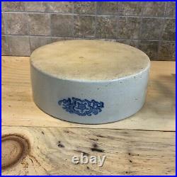 Rare Authentic Antique American Blue Decorated Stoneware Dog Water/Food Bowl