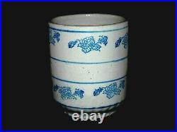 Rare Blue & White Stenciled Grape Vintage Coffee Canister Stoneware HULL OHIO