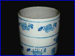 Rare Blue & White Stenciled Grape Vintage Coffee Canister Stoneware HULL OHIO