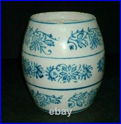 Rare Blue & White Stenciled Wildflower BLANK Canister Stoneware Ohio OH
