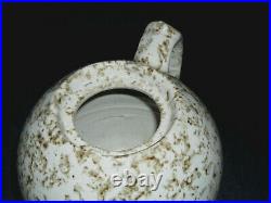 Rare Early (1860 1885) Light Brown & White Spongeware Stoneware Teapot withLid