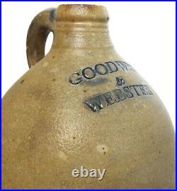 Rare Early 19th C Antique Goodwin & Webster, Boston Ma Ovoid Stoneware Stmpd Jug