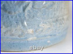 Rare Early Burley-Winter 8 Stoneware Pitcher, Powder Blue Swan Relief