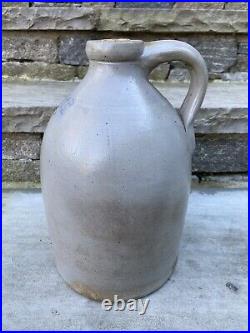 Rare F B NORTON Antique Primitive Salt Glazed Stoneware Worcester Mass Crock Jug