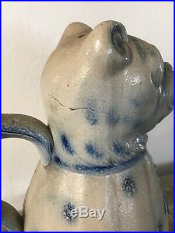 Rare French Antique Absinthe Bulldog Pitcher Delizy & Doistau Glazed Stoneware