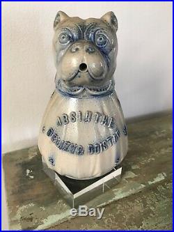 Rare French Antique Absinthe Bulldog Pitcher Delizy & Doistau Glazed Stoneware