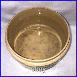 Rare Green Beige BUTTER CROCK Stoneware Pottery Turn Century with Lid NO HANDLE