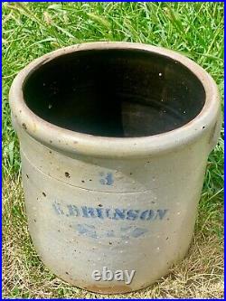 Rare Iowa Salt Glaze Stoneware 3 Gallon E. Brunson Stamped Fairport Ia 1870's! +