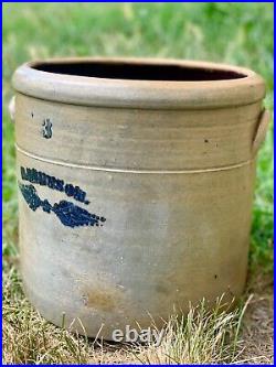 Rare Iowa Salt Glaze Stoneware 3 Gallon E. Brunson Stamped Fairport Ia 1870's! +