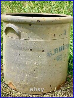 Rare Iowa Salt Glaze Stoneware 3 Gallon E. Brunson Stamped Fairport Ia 1870's! +