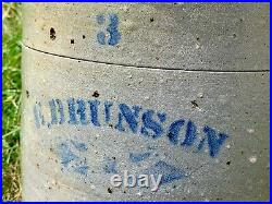 Rare Iowa Salt Glaze Stoneware 3 Gallon E. Brunson Stamped Fairport Ia 1870's! +