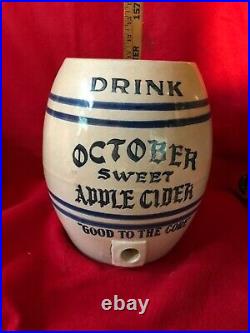 Rare October Sweet Apple Cider Stoneware Crock Fredonia New York Advertising