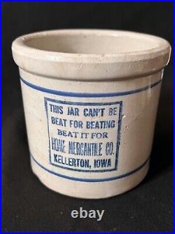 Rare Red Wing Advertising Crock Beater Jar Home Mercantile Co. Kellerton, Iowa